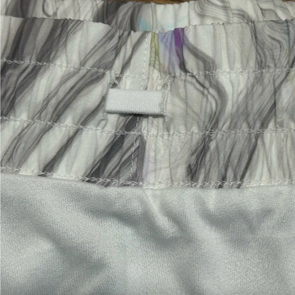 Athleta Mesh Racer Run Short in the "Iridescent Marble Glitch Rainbow" M - Picture 12 of 15